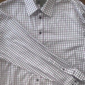 Jhane Barnes Mens Button Slim Fit XXL Purple Gray Plaid Shirt